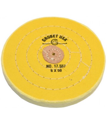 Pañete de muselina centro de cuero amarillo 6" de diámetro x 50 capas 4 filas de costura Grobet USA®