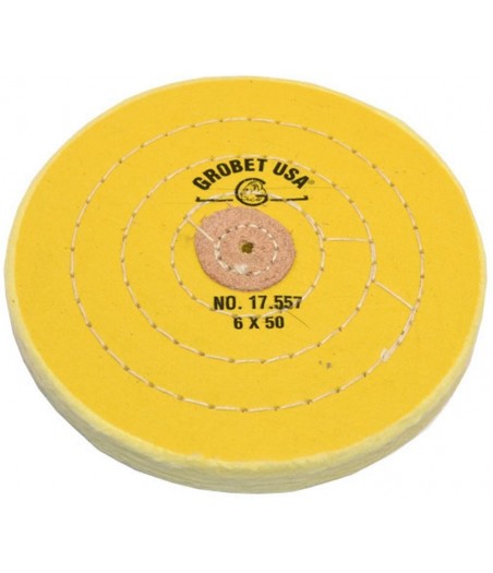 Pañete de muselina centro de cuero amarillo 6" de diámetro x 50 capas 4 filas de costura Grobet USA®