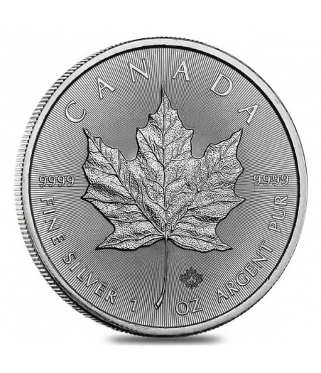 Moneda de Plata "Maple Leaf" Canadiense de 1 Oz troy